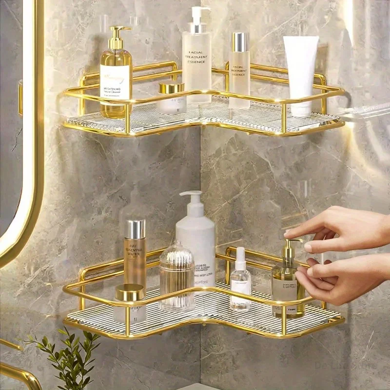 Bathroom Storage Rack Shelf Wall Mounted Triangular Acrylic Hand Washing Table Toilet Corner Folding