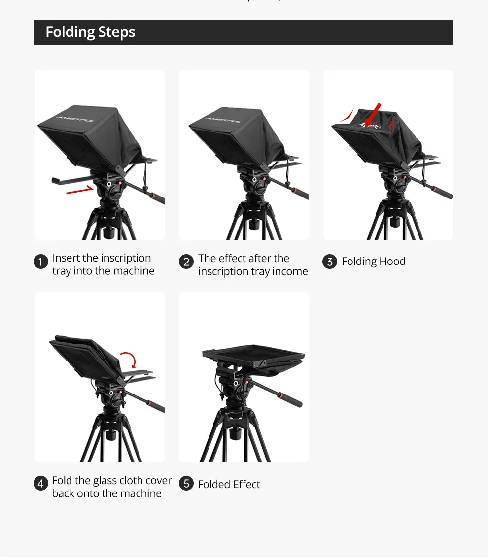 T14 Big Screen Teleprompter Professional Interview Foldable Camera Teleprompter,