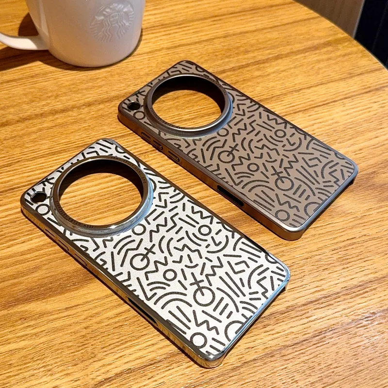 Plating Graffiti Color-Blocked Large Hole Anti-Drop Phone Case