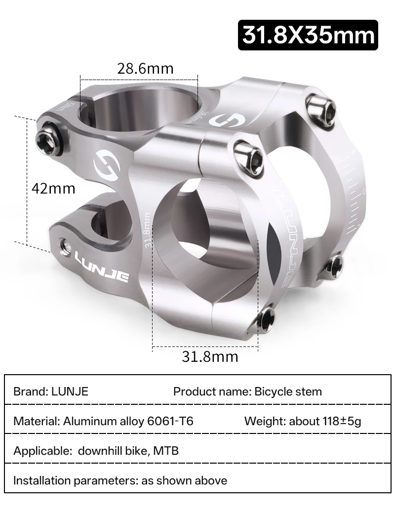 CNC Ultraleichter Fahrradvorbau 31,8 x 35 mm MTB Rennrad Riser Silber Aluminium Mountainbike Lenkervorbau – Detail 7