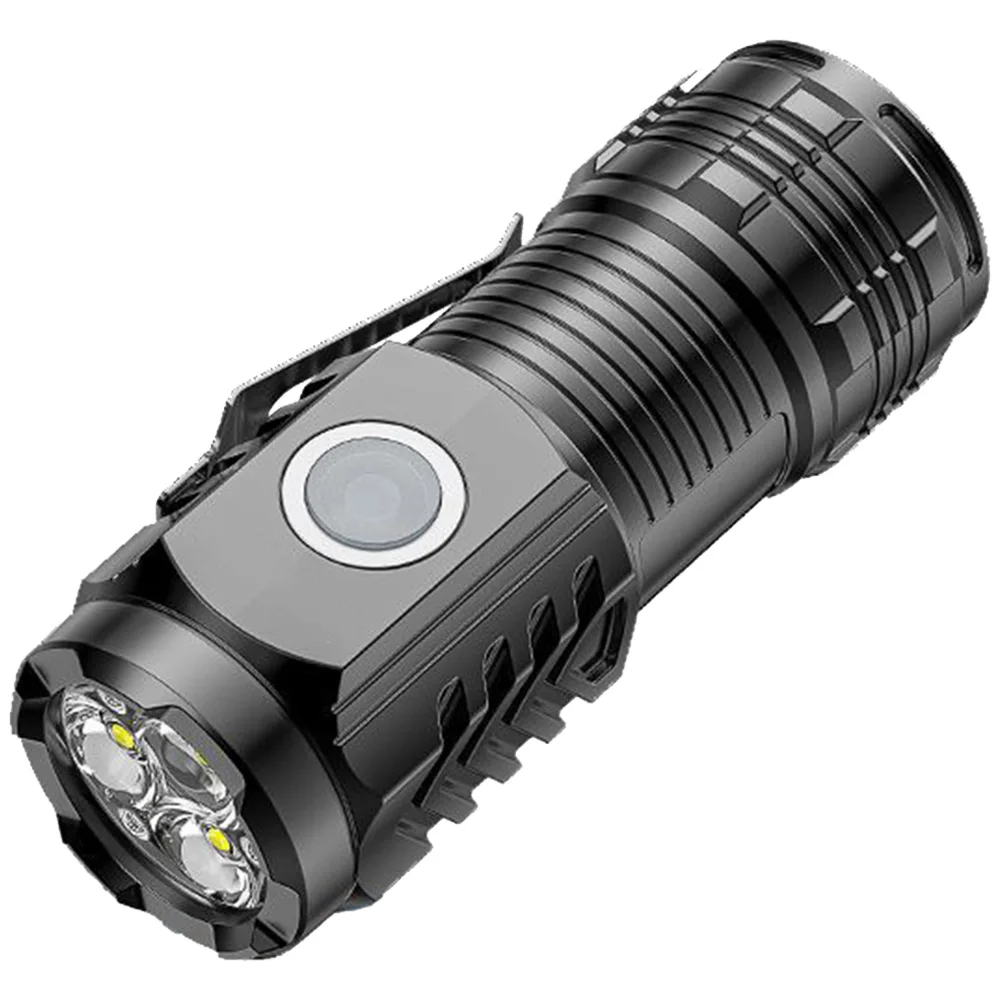 USB 충전식 고출력 LED 손전등, 야외 캠핑 낚시용 휴대용 작업 토치, 500mAh
