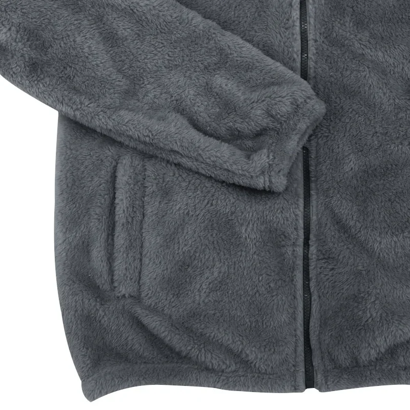 Herren-Doppelseitige Arctic Fleece Loose-Fit Kapuzenjacke mit Reißverschluss – Detail 16