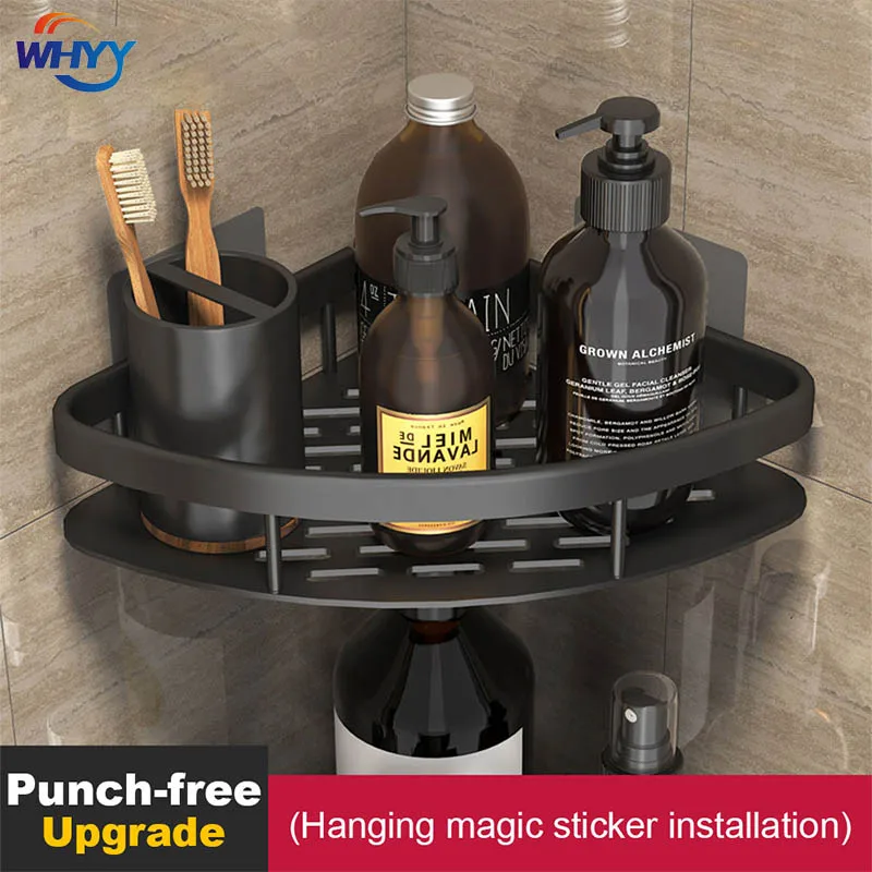 WHYY Bathroom Corner Shelves No-drill Wall Mounted Shower Shampoo Organizer Storage Rack Holder Aluminum Toilet Accessories Sets | Дом и сад