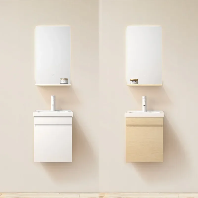 

Однотонный умный зеркальный шкаф, керамическая раковина, деревянная цветная раковина для ванной, шкафчик для туалетного столика, мебель для ванной комнаты