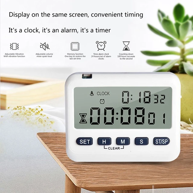 1pcs Kitchen Timer & Stopwatch, Large Digits, Loud Alarm, Mute