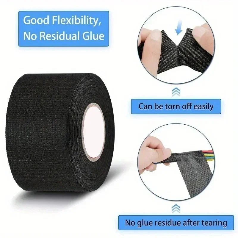 Electrical Tape Harness Bundle Insulation Heat-resistant Auto Wiring Fabric Cloth Wrap Waterproof Cable Organizer Adhesive