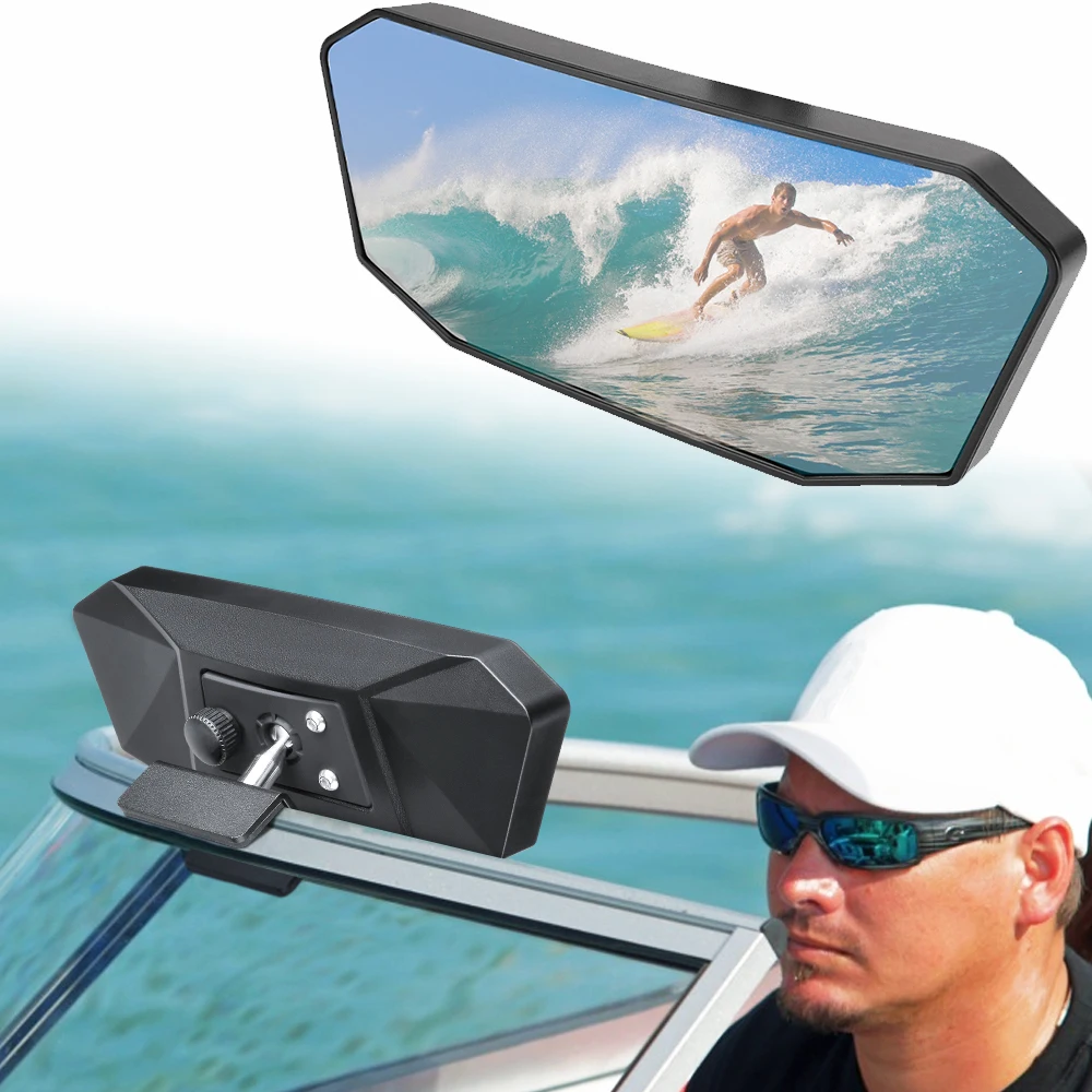 kemimoto Marine Boat Mirror Universal Boat Mirrors Rear View for Ski Boats Pontoon Boat Water Sport Watercraft Surfing