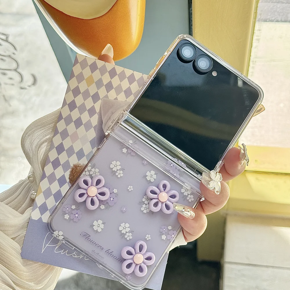 2-in-1 Lovely 3D Rotating Flower Phone Case with Wrist Chain - Shockproof Hinge Protection Cover
