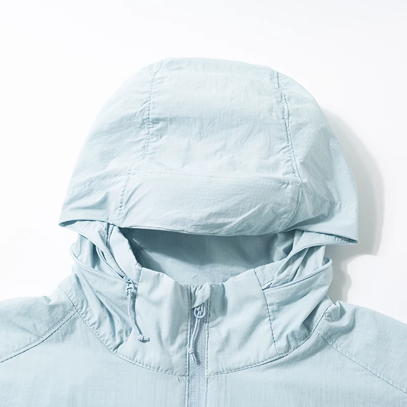 JNLN 남녀공용 바람막이 하이킹 등산 캠핑 자외선 차단 재킷, 빠른 건조 숨겨진 모자, 경량 코트, 여름