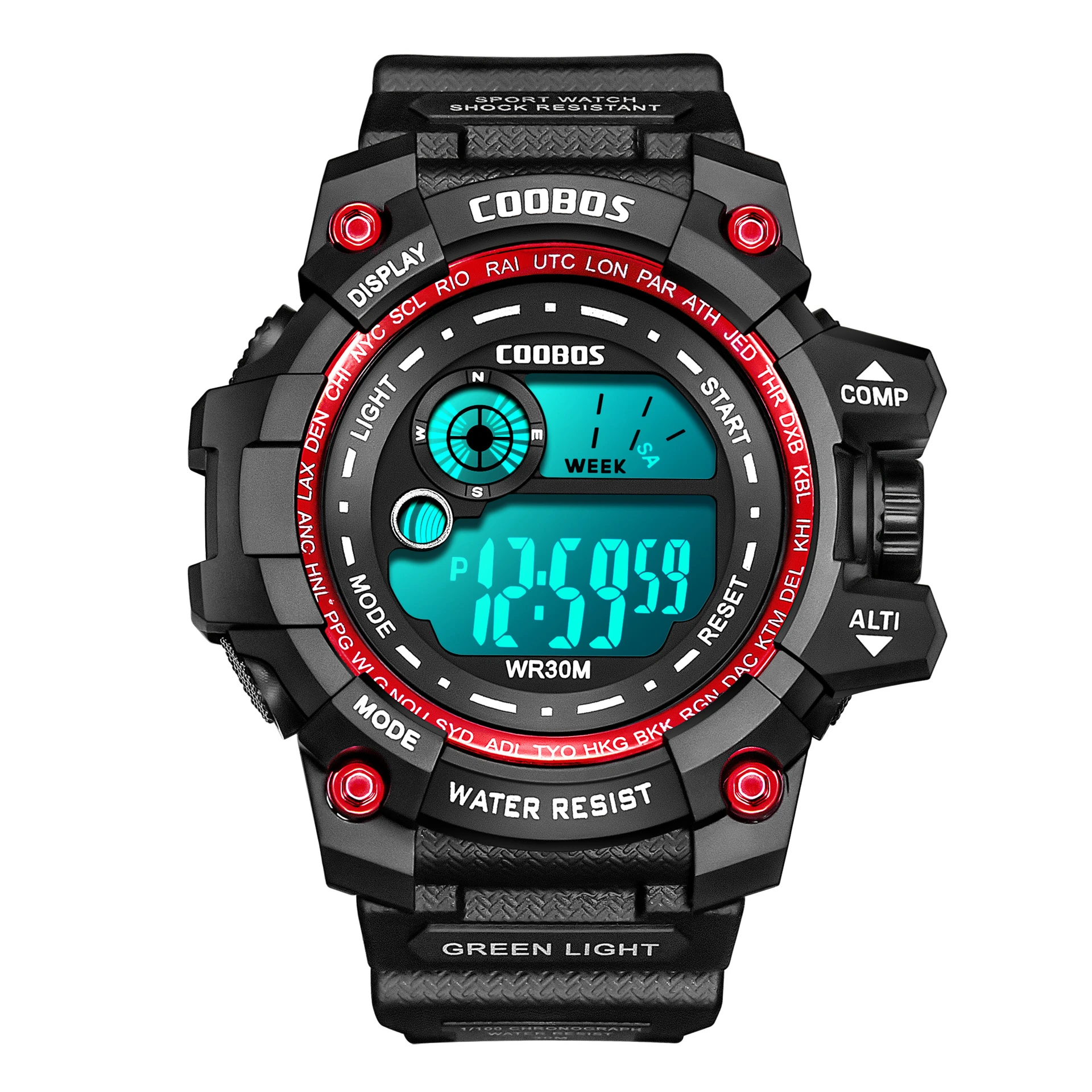 2022 High Quality Sports Kids Boys Watches Waterproof Led Cool Luminous Digital Watch Men's Alarm Stop Watch Week Display Clocks