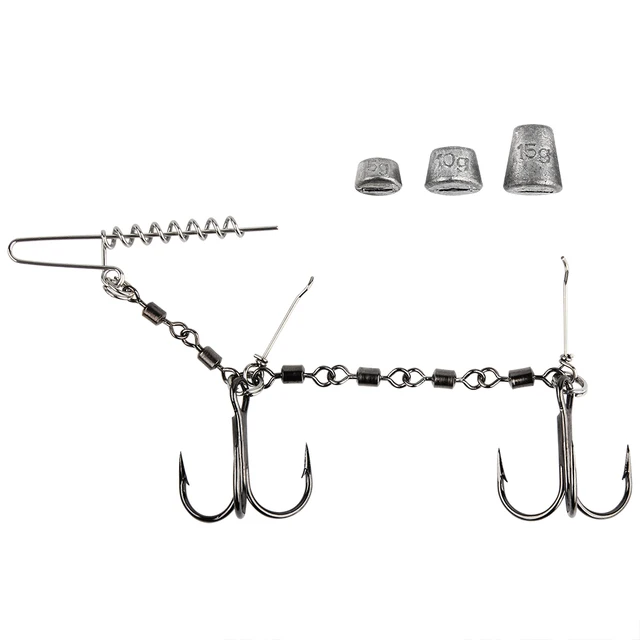 Spinpoler Swivel Stinger Rig Hook System 5g 10g 15g Sinker With Treble Hook Shallow Spro Screw