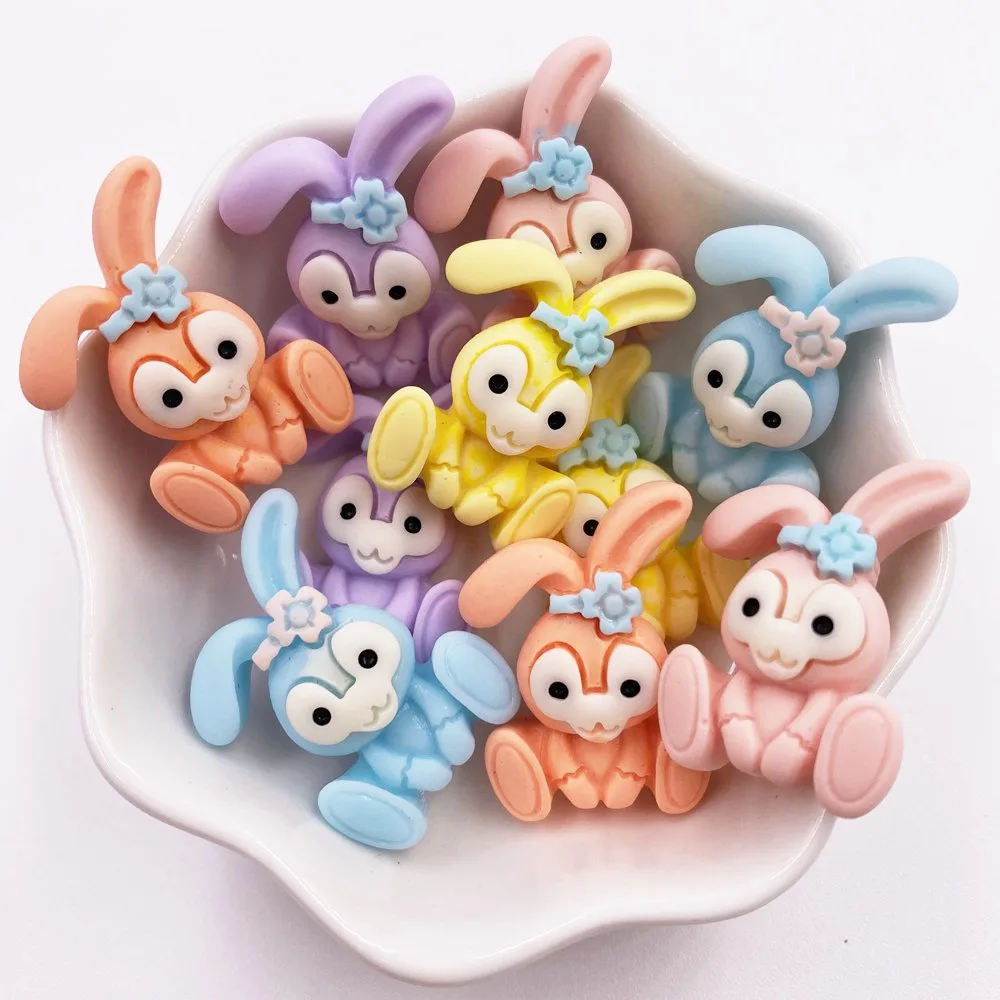 Hand Painted Resin Kawaii Colorful Rabbit Flatback Stone Figurine 10PCS Scrapbook DIY Decor Home Accessories Crafts rabbit ornaments rabbit ornament ornament crafts resin ornaments resin crafts accessories miniature figurines resin crafts
