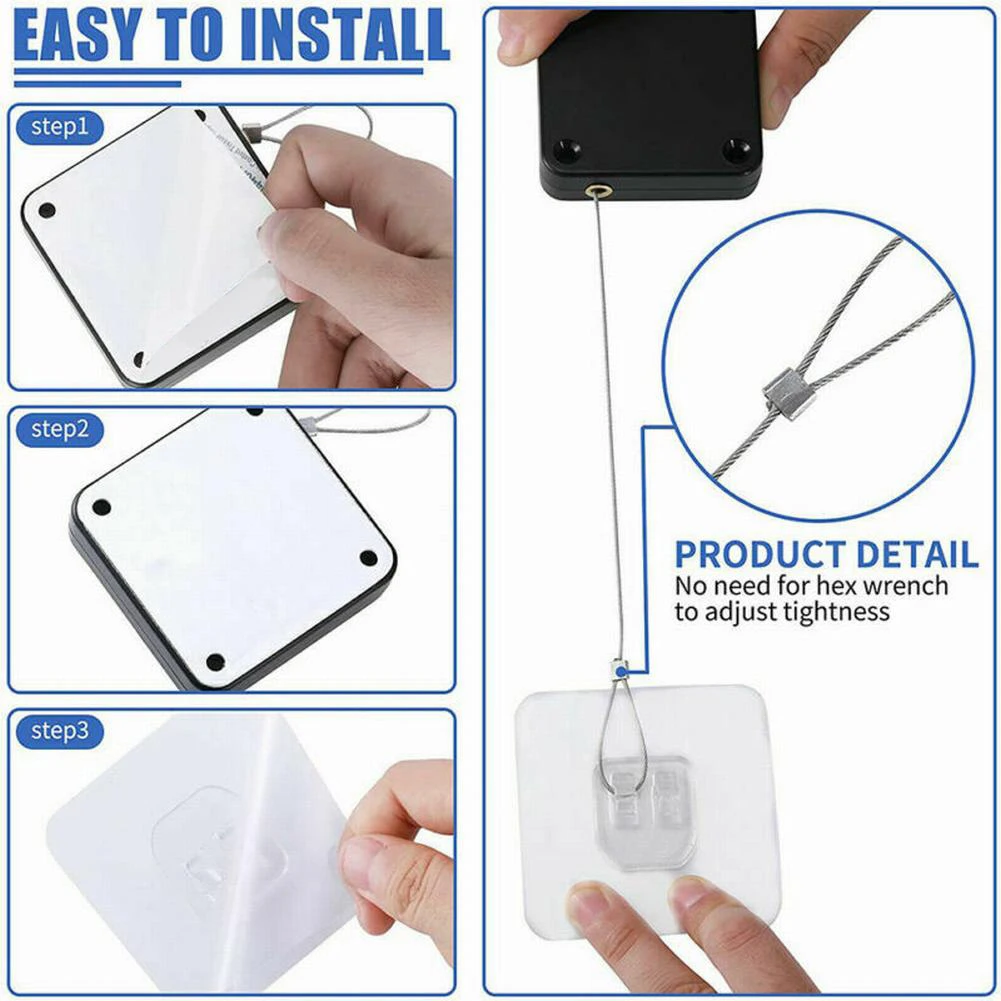 Automatic Sensor Doors Closer Punch-Free Telescopic Sliding Door Stainless Steel Portable Tension Closing Device door closer