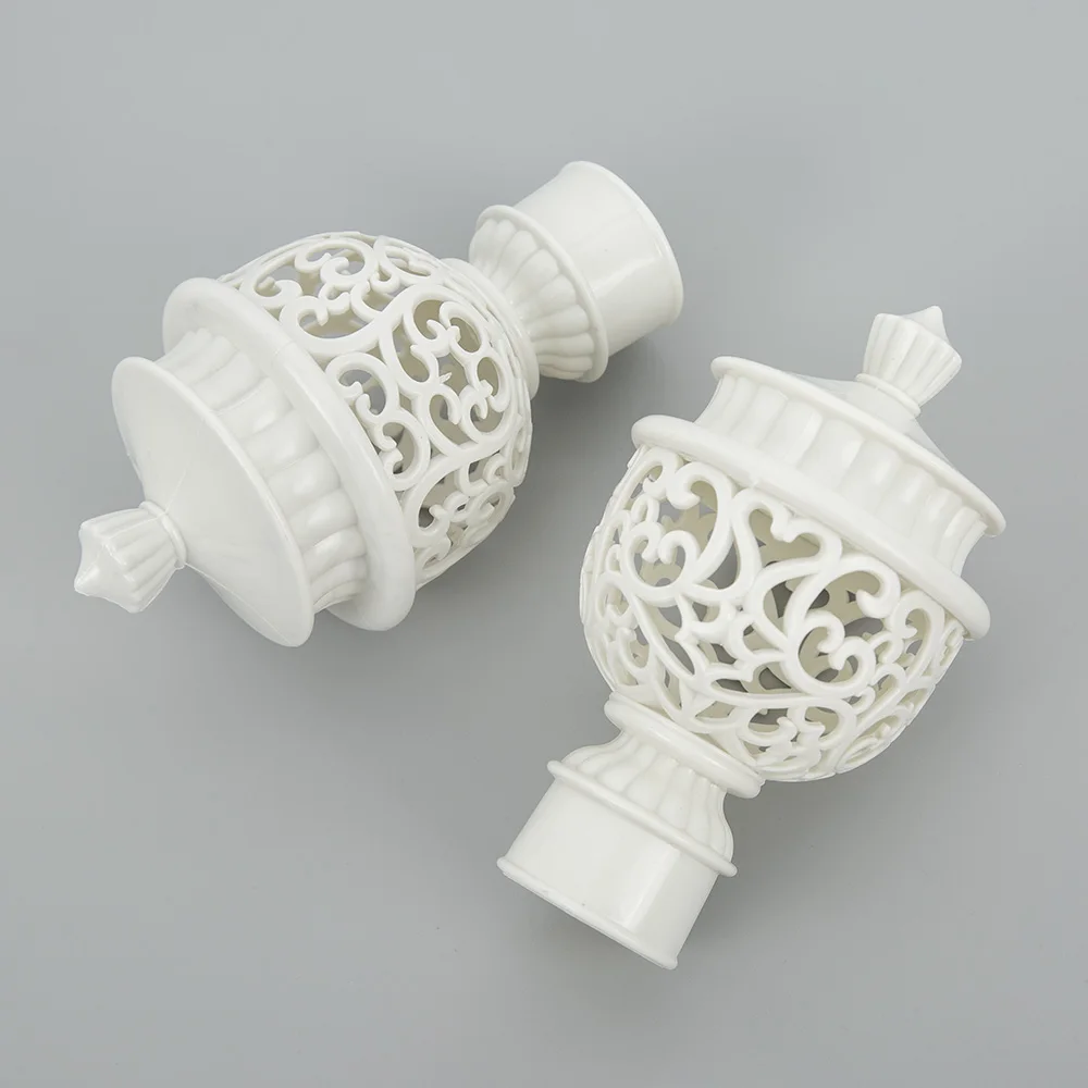 2PCS Retro Curtain Pole Flower Hollowed Finials Plastic Ends for 28MM Dia Poles