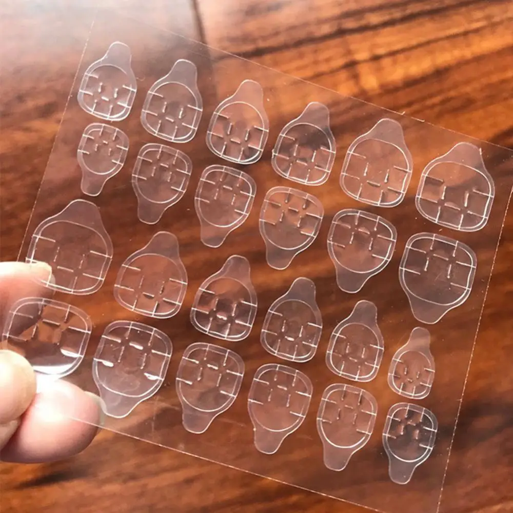 Nail Stickers Nail Glue Tape Nail Art Decoration Nail Art Tools Nail Glue 24Pcs Fake Nails Tips Double Sided False Nail Art Adhesive Tape Glue Sticker DIY Profissional Fake Press on Nails
