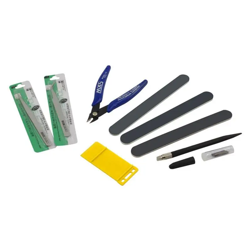 7PCS Novice Model Tool Set with Pen Knife Water Mouth Pliers, Polishing Tweezers, Engraving lines for Hobby Model Craft DIY Kit 3