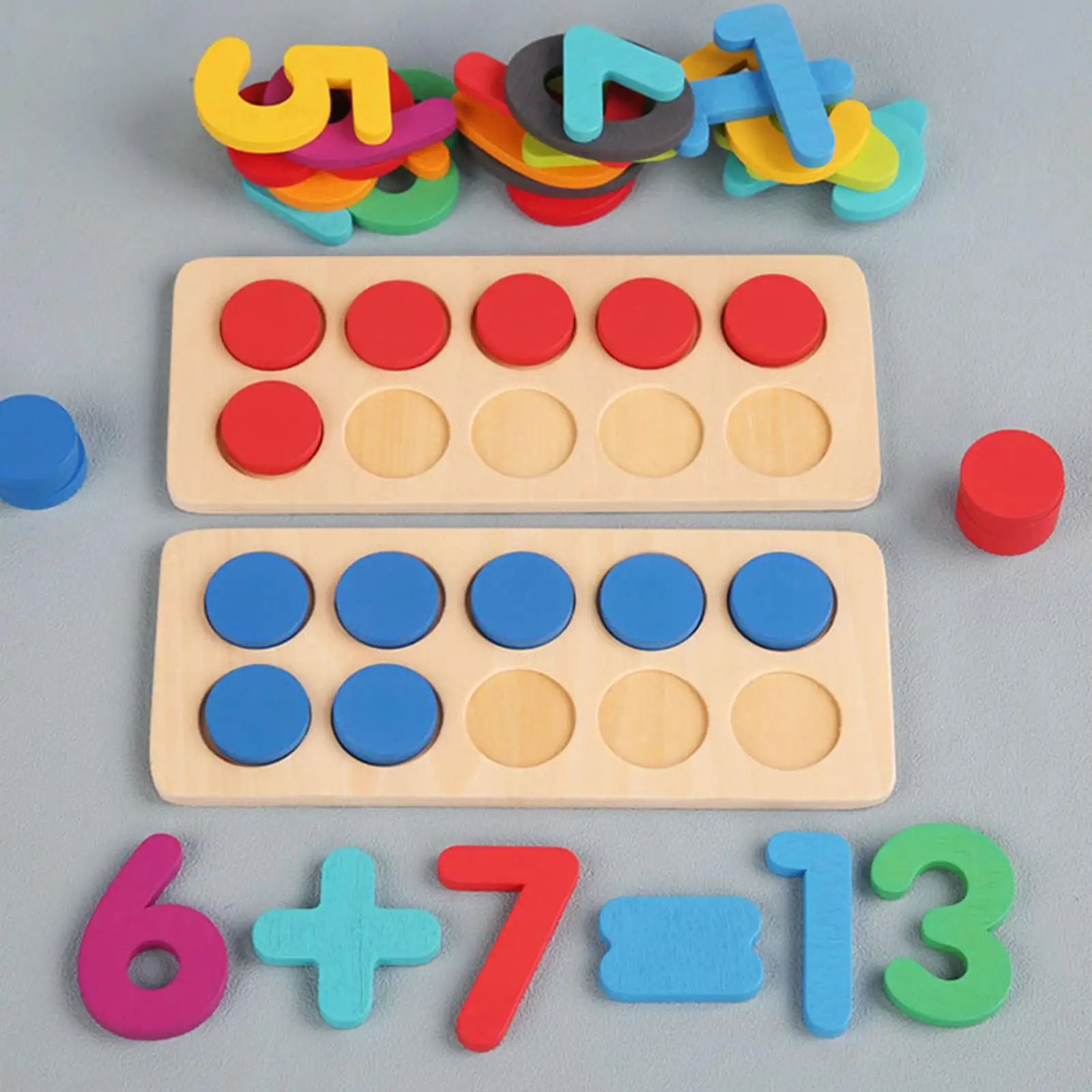 Math Manipulatives Kits Wooden Ten Frame Set for Home Kindergarten Children
