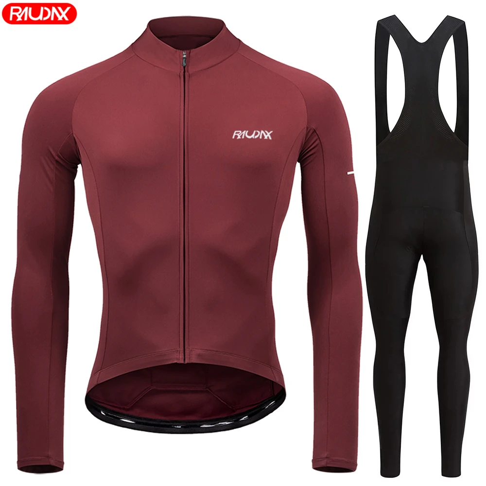 RAUDAX Men's Summer Long Sleeves Cycling Jersey Set MTB Maillot Ropa Ciclismo Spring Autumn Breathable Cycling Clothing