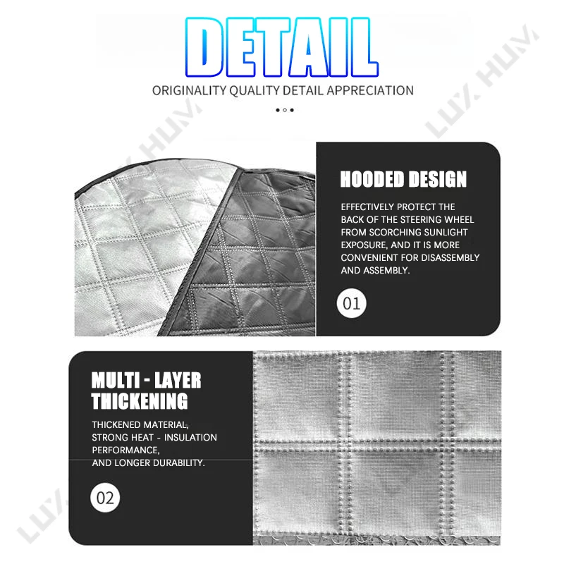 Copertura parasole per volante per auto Copertura protettiva solare per sterzo con blocco UV Protezione parasole universale da 42 cm Previene l'invecchiamento - immagine 5