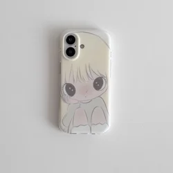 Anime - Inspired Kawaii Yellow Hair Girl Silicone Phone Case - Cute Protective Cover - iPhone 15 Plus (A)