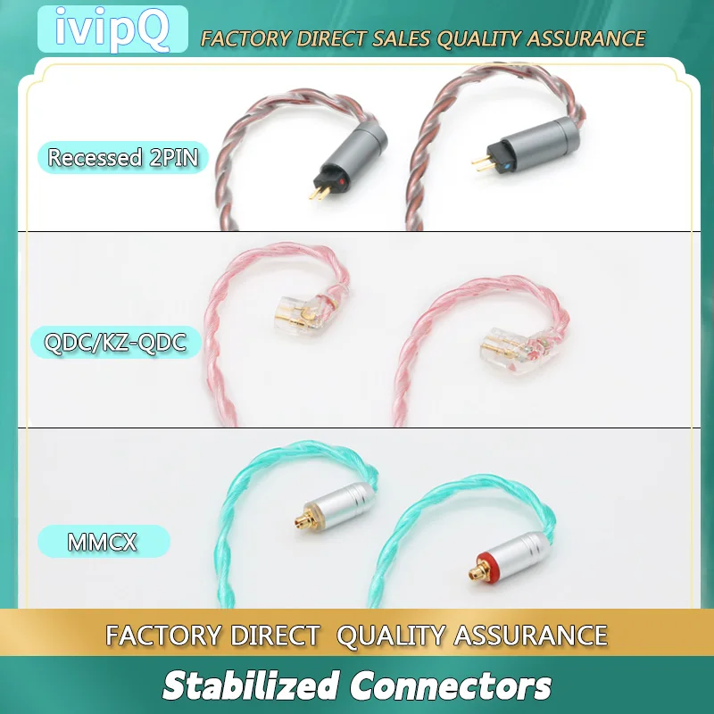 ivipQ Lightweight HIFI IEM Cable Multi Strand Frozen Single Crystal Copper 3.5/2.5/4.4mm MMCX/2Pin for Yume Ultra Winter Galileo