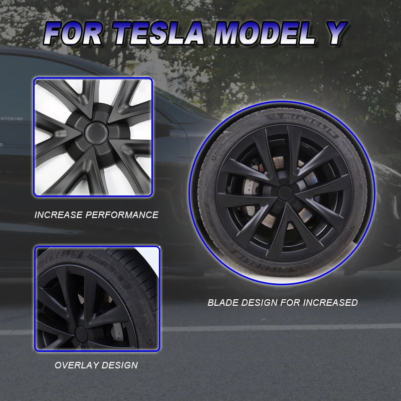 Wheel Hub Caps HubCap Performance Replacement for Tesla Model 3 18Inch Automobile Full Rim Cover Accessories 4PCS