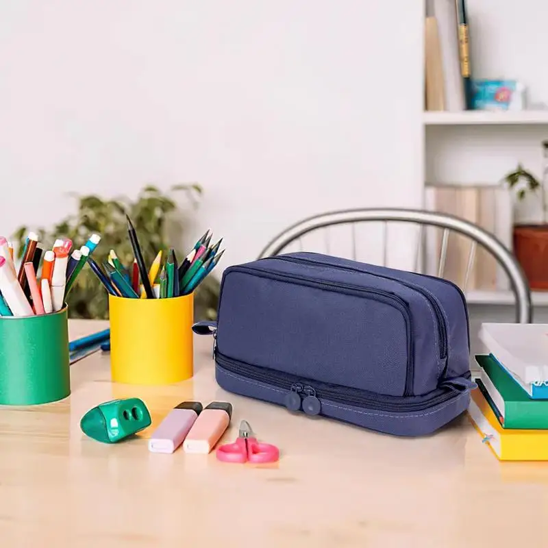 Pencil Pouch Canvas Portable Pencil Pouch Organizer With Zipper Aesthetic Pen Pouch Stationery Storage Bag For Pencils Pens