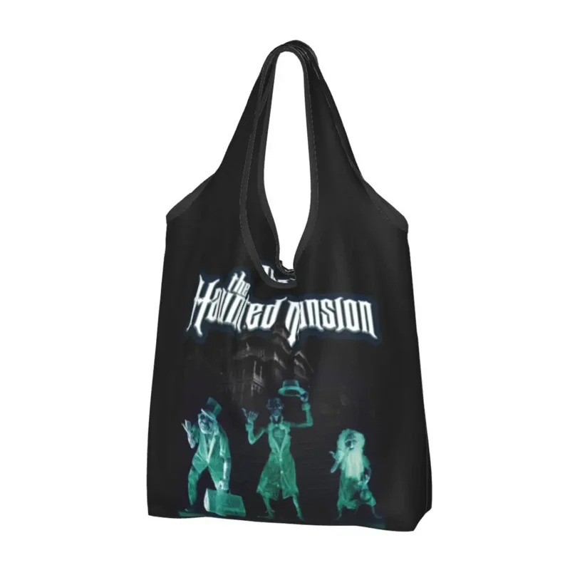 

Recycling The Haunted Mansion Shopping Bag Women Tote Bag Portable Grim Grinning Ghost Grocery Shopper Bags