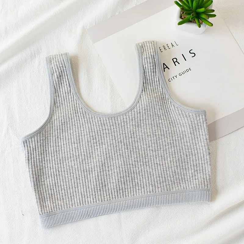 3Pcs Double-layer Cotton Bra Developmental Student Girls Vest 8 10 14 Years training bra cotton bra