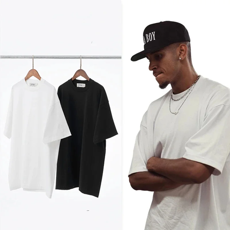 

Summer 100% Cotton Black Solid Hip-hop T Shirt Men Causal O-neck Basic White Oversize T-shirts Male High Quality Classical Tops