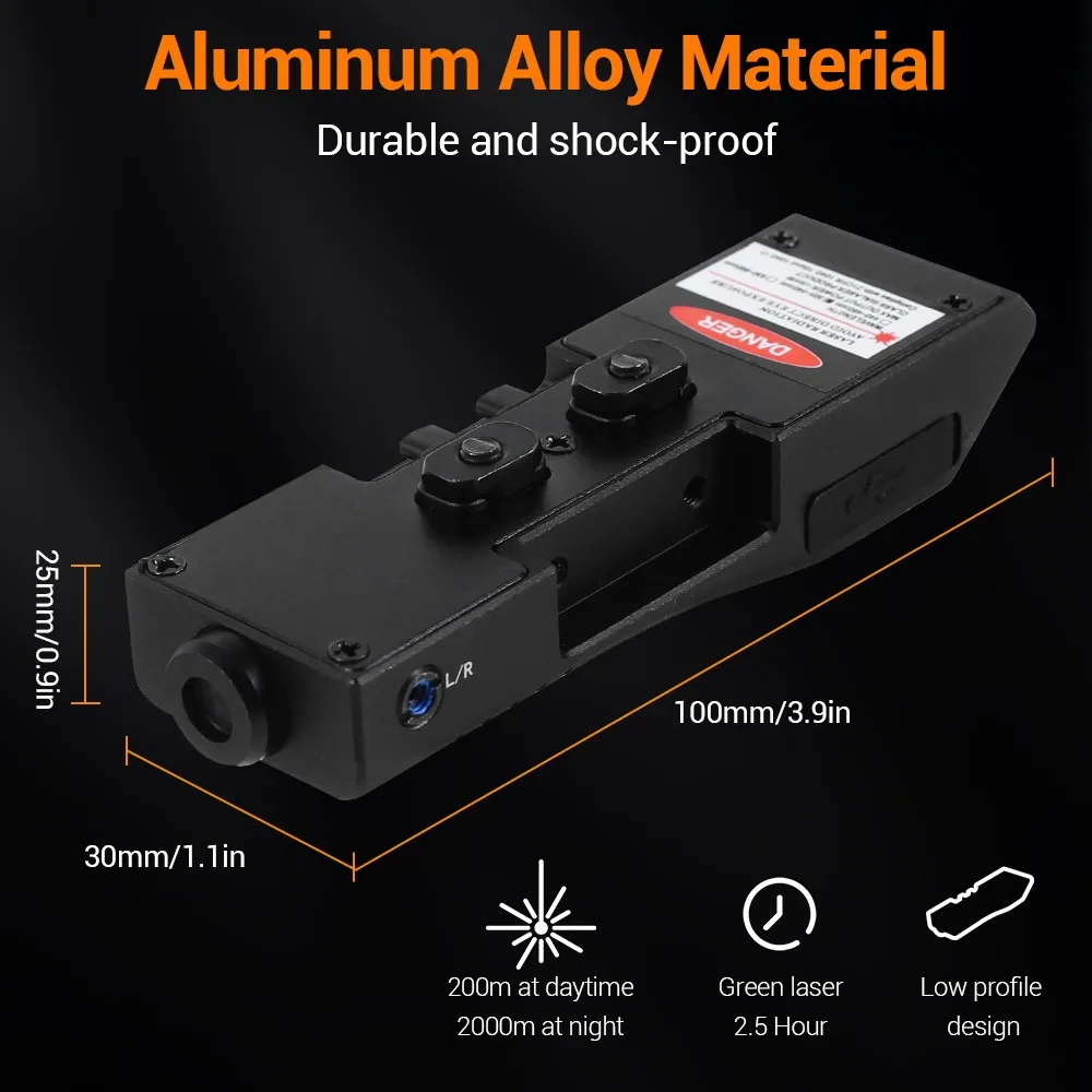 Tactical Green Laser Sight Compatible with M-Lok Rail and Picatinny Rial Rifle Laser Sight Aiming Hunting Accessory