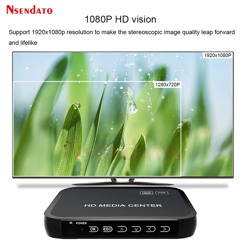 1080P Dual USB Full HD Media Player Center For HD VGA AV USB SD/MMC Multi Media MKV Multimedia Player With Remote Control