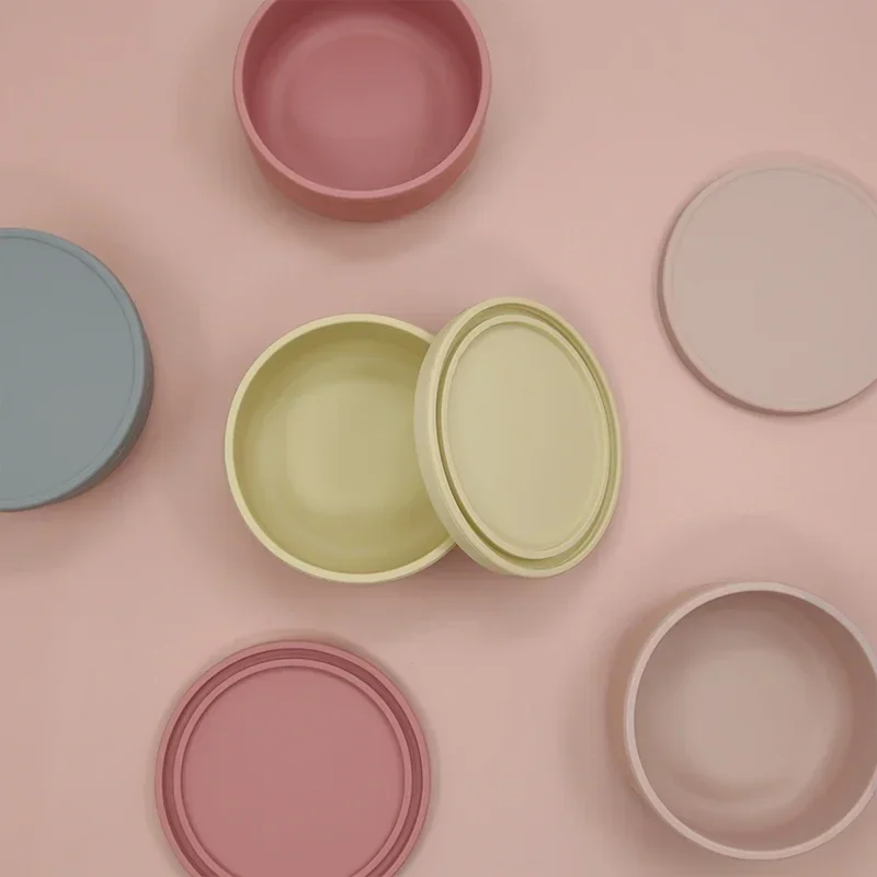 100% Food Grade Non-Toxic BPA Free Toddler First Stage Feeding Silicone Baby Bowl with Lids 3