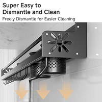 Metal Kitchen Shelf No-Punch Large Capacity Storage Kitchen Utensils Skeletonized Drainage Design Easy to Clean Black 5