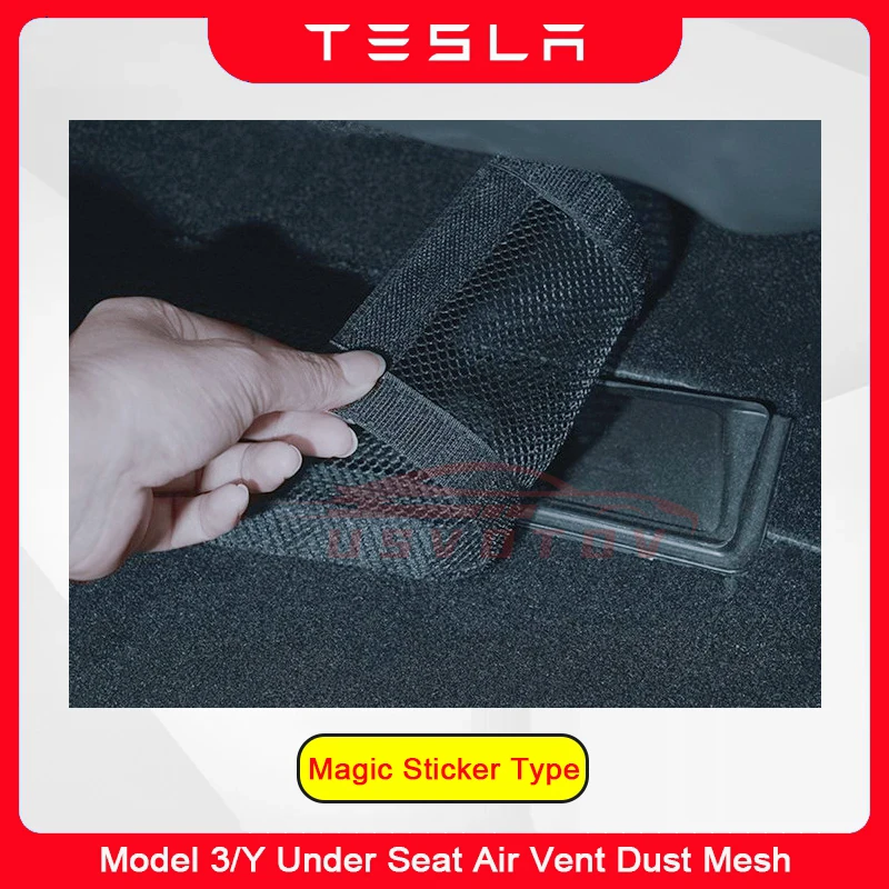 

2pcs Anti-blocking Air Outlet Cover for Tesla Model 3 Y Rear Seat Conditioning Vents Dust Mesh Protection Mask Magic Sticker