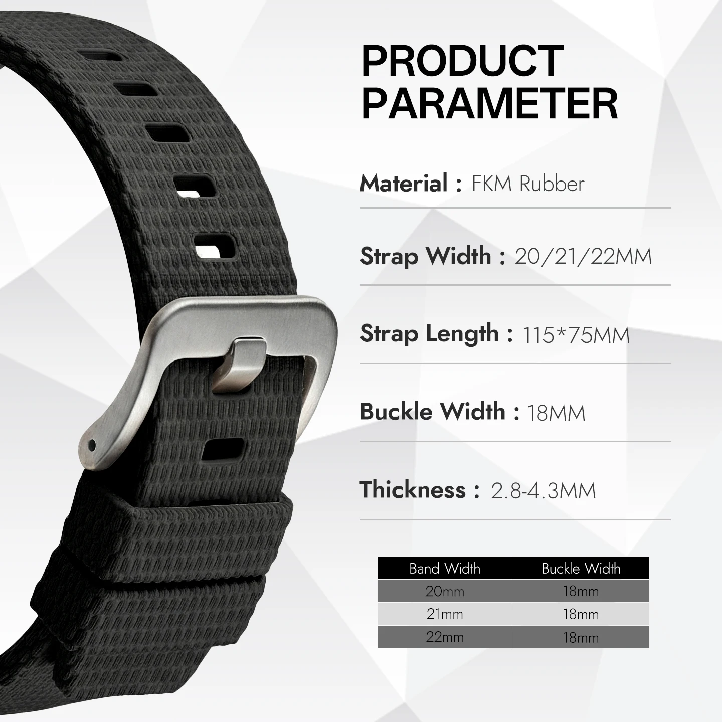 Premium Curved End Rubber Watch Strap – Durable FKM Military Band