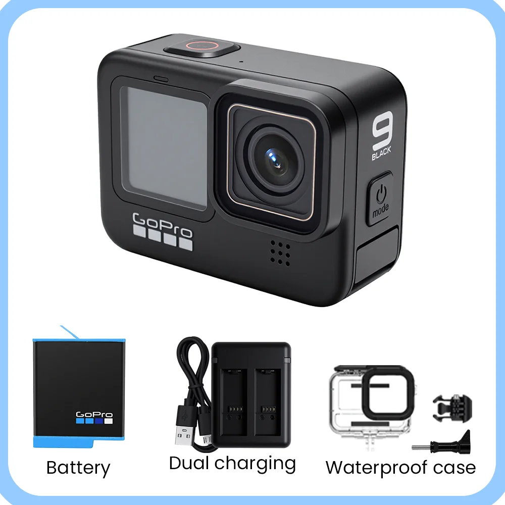 GoPro HERO 9 Black Action Camera 4K 5K with Color Front Screen Sports Cam 20MP Photos, Live Streaming Go Pro HERO 9