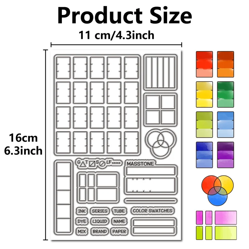 Color Swatches Clear Rubber Stamps Palette Reusable Retro Transparent Silicone Stamp Seals for DIY Scrapbooking Journaling Card clear stamps clear rubber stamps