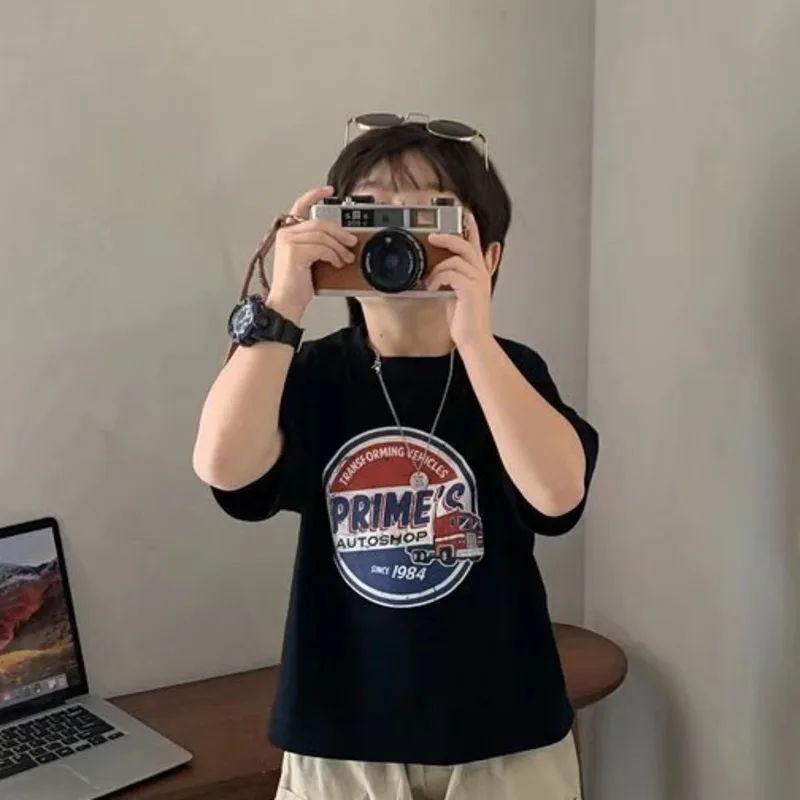 

Children's Summer Clothing Boys Short Sleeved T-shirt New Summer Letter Print Children's Half Sleeved Baby Top