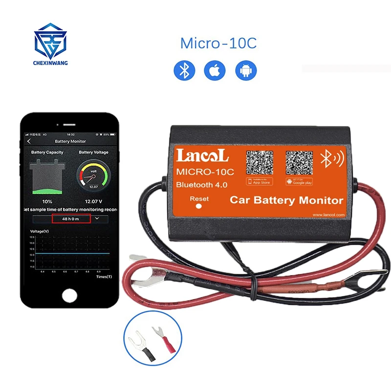 Battery Monitor Bluetooth MICRO-10 C D New Version Bluetooth 12V Car Voltmetery Monitoring Tester Phone Show for Car