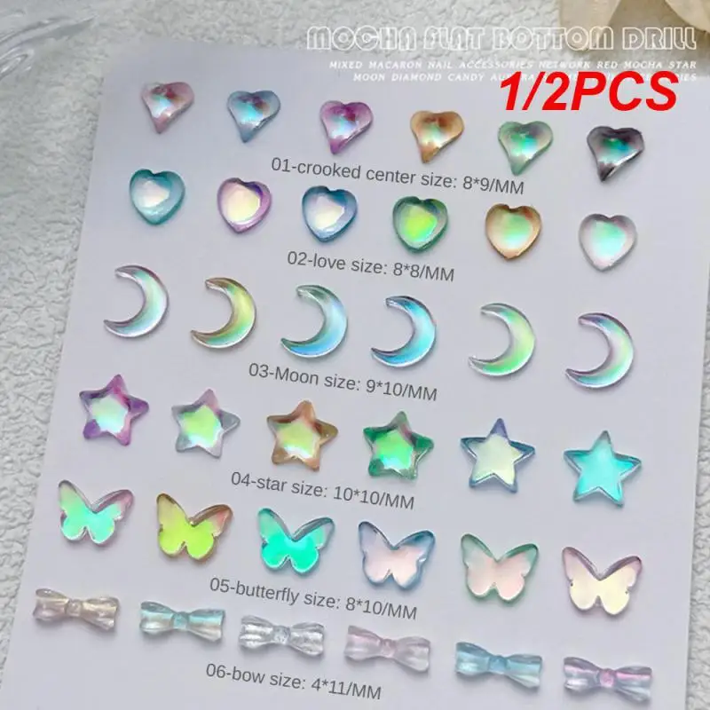 

1/2 шт., декоративные наклейки для ногтей в виде бабочек