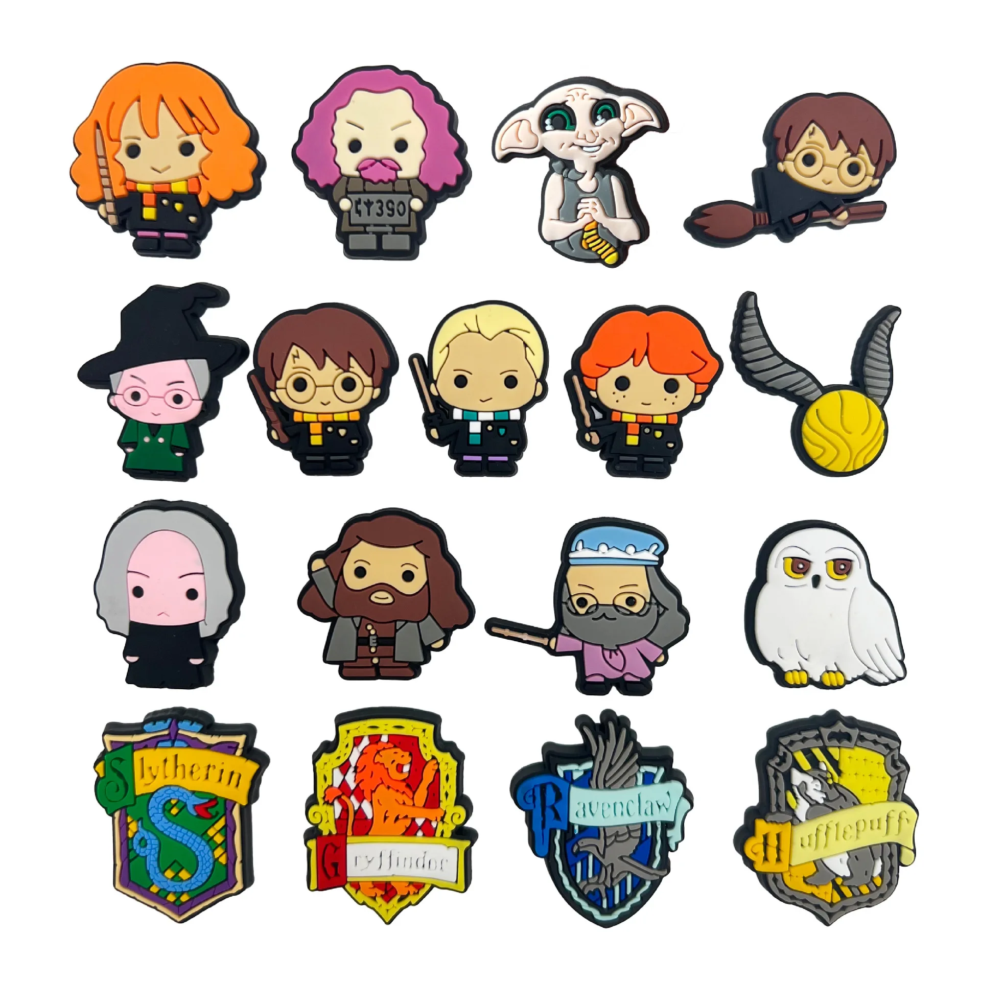 Shoe Charms Hot Toys Harry Potter Shoes Charms PVC Anime Shoe Decoration Accessories Fashion Boys Sandals Shoe Buckle DIY Wrist Strap Buckle