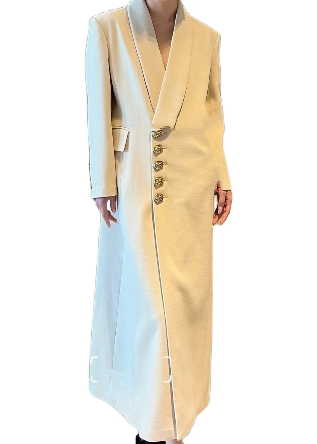 

Double Breasted Sequin Tassel Trench Coat For Women Notched Neck Long Sleeve Gray Windbreak 2023 New Female Clothing