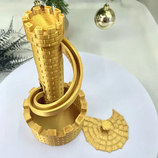 PLA Castle Slide Coin Storage Container Model Savings Tank Castle Tower Piggy Bank 3D Printed Ornaments 5