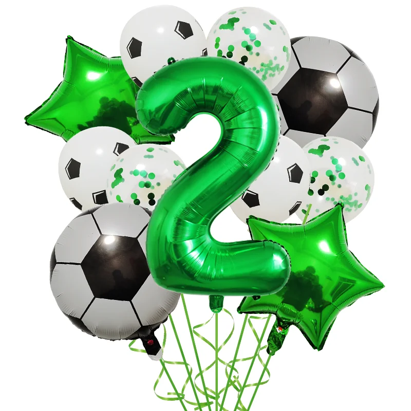 thumbnail image 1 of 11 globos de helio para decoración de fiestas de cumpleaños de fútbol, de 32 pulgadas, color verde y azul, para niños y niñas, 1 of 5