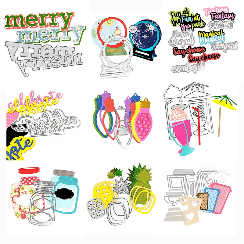 Merry Cup Cutting Dies Christmas Metal Cutting Dies Stencils Die Cut For Diy Scrapbooking Supplies Album Paper Card Embossing