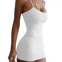Women Sexy Dress Slim-fit Solid Color Female Suspender Dress for Beach Party Spaghetti Strap Short Skirts