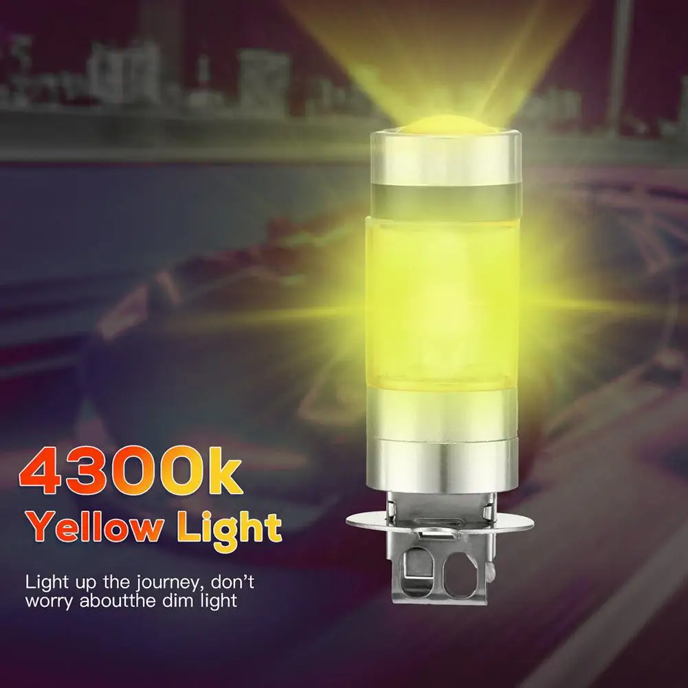 H3 Led Fog Light Bulbs Yellow 4300k 5000lm High Power Super Bright 2 Pack for Drl Fog Light Lamp Replacement H3 Lamp led bulb,led fog light