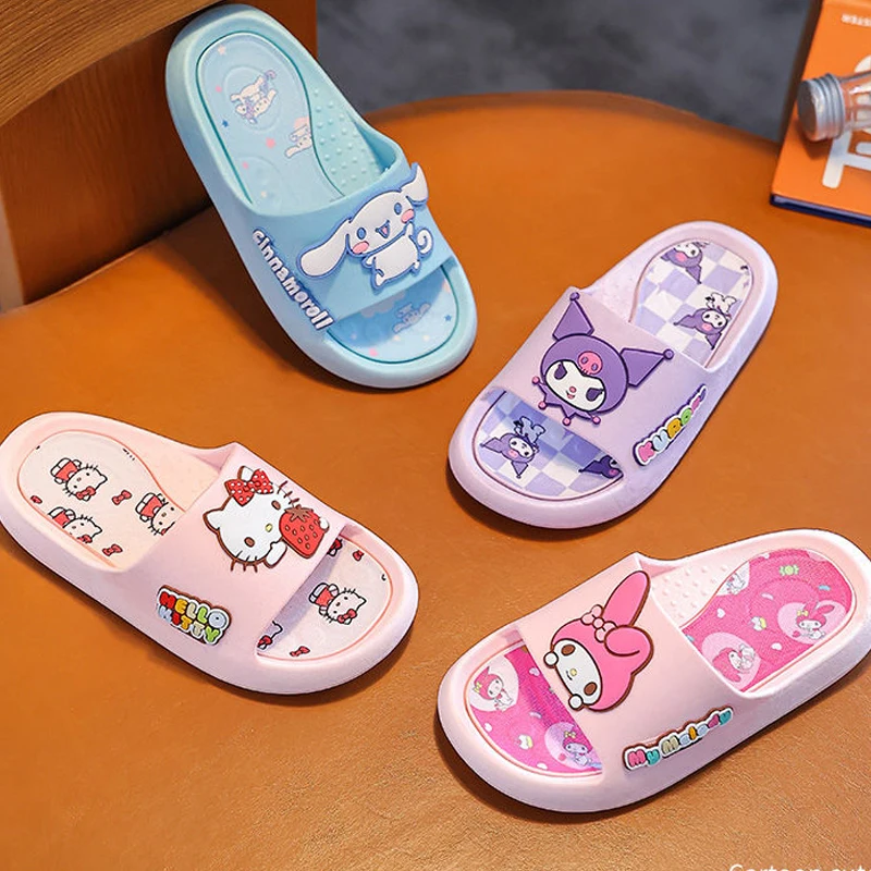 

Sanrios My Melody Hello Kitty Kuromi Cinnamoroll Super Soft Children's Slippers Cartoon Cute Student Indoor Non-Slip Slippers