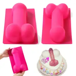 FUNNY 3D Penis Shaped Cake Mould Dick Silicone Soap Fondant Mold Bachelor Party Sexy Pastry Decorating Kitchen Baking Accessorie